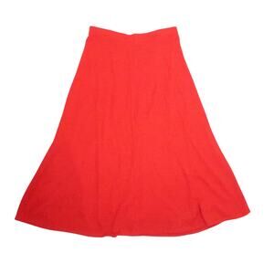 Vintage 90s SK & Company Red Wool Blend A-Line Knit Midi Skirt M